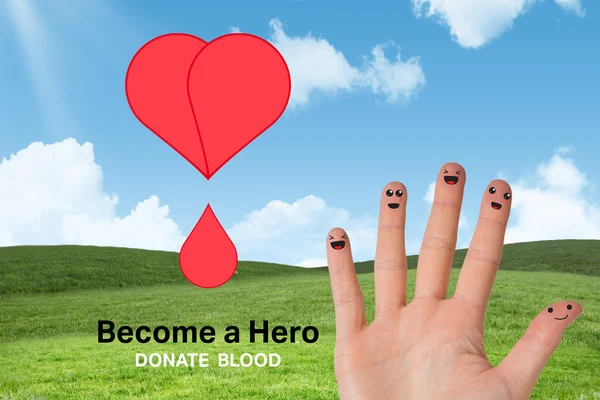 Blood donation against blue sky — Stock Photo, Image