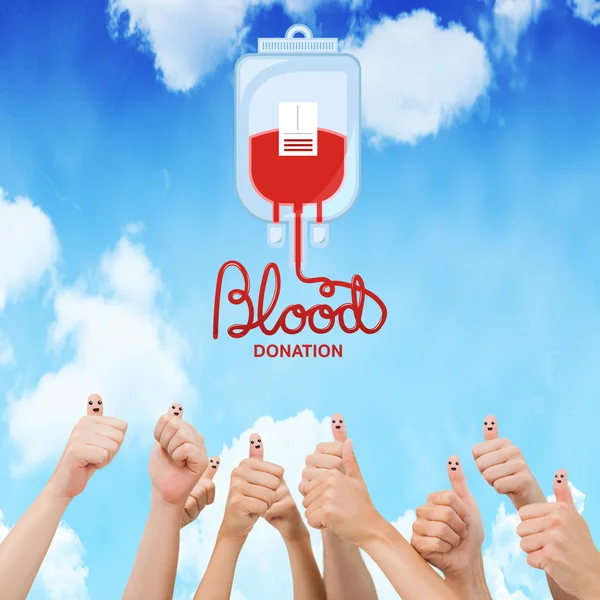 Blood donation against blue sky — Stock Photo, Image