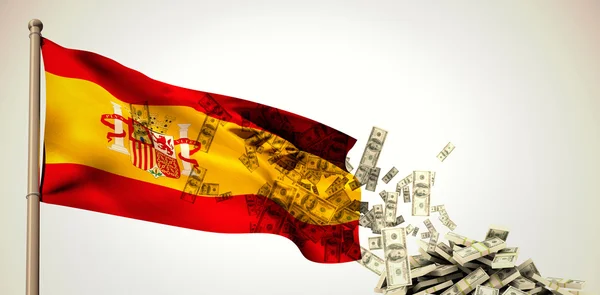 Falling dollars from flag — Stock Photo, Image