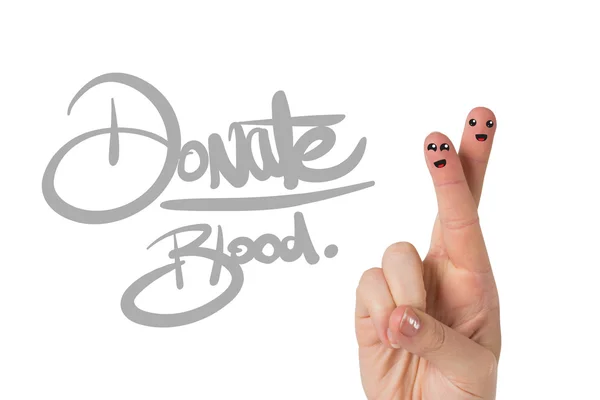 Parmak çarpı işareti karşı kan bağışı — Stok fotoğraf