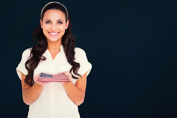 Frau mit US-Nationalflagge — Stockfoto