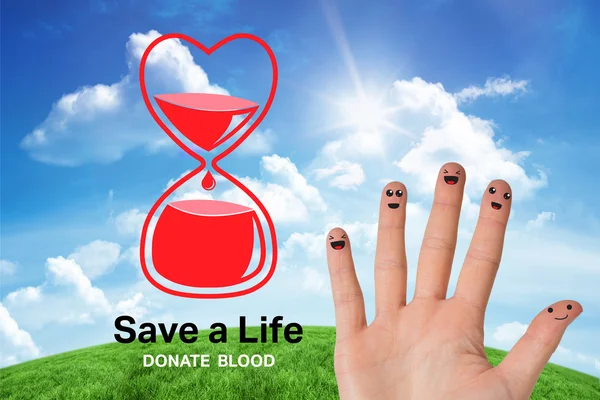 Doação de sangue contra colina verde — Fotografia de Stock