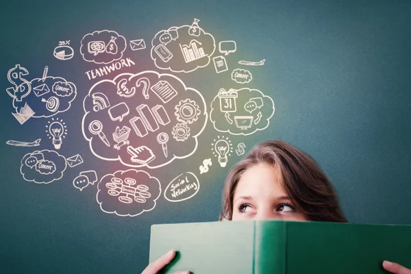 Composite image of student holding book — Stock Photo, Image