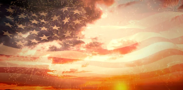 Amerikan bayrağı dalgalanan dijital olarak oluşturulan — Stok fotoğraf
