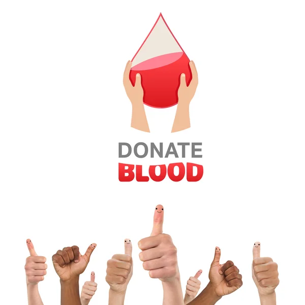 Blood donation against thumbs up — Stock Photo, Image