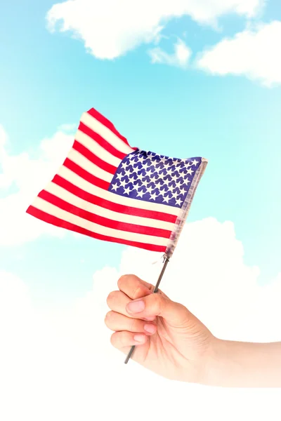 손을 흔들며 미국 국기의 합성 이미지 — 스톡 사진