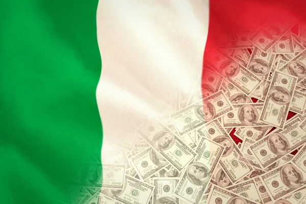 Dolarů proti italské státní vlajka — Stock fotografie
