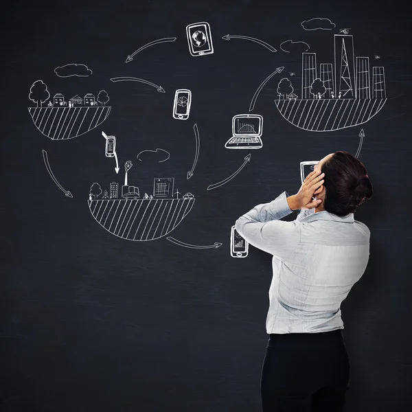 Businesswoman with hands on head — Stock Photo, Image