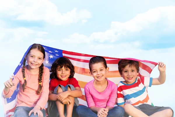 Children with american flag Royalty Free Stock Images