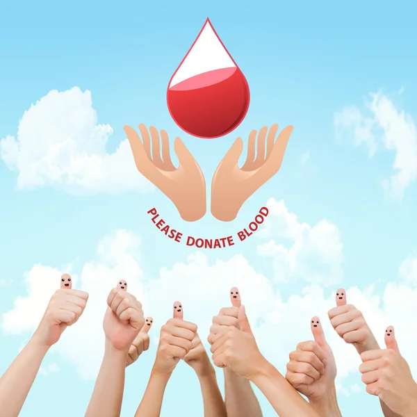 Blood donation against blue sky — Stock Photo, Image