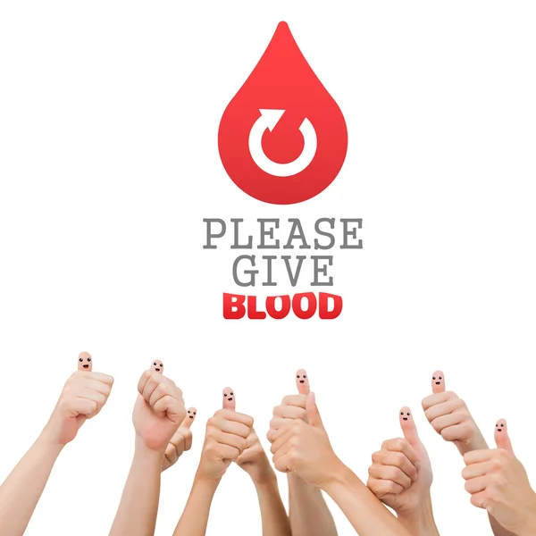 Blood donation against hands — Stock Photo, Image