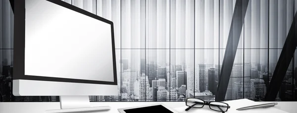 Computer screen against window — Stock Photo, Image