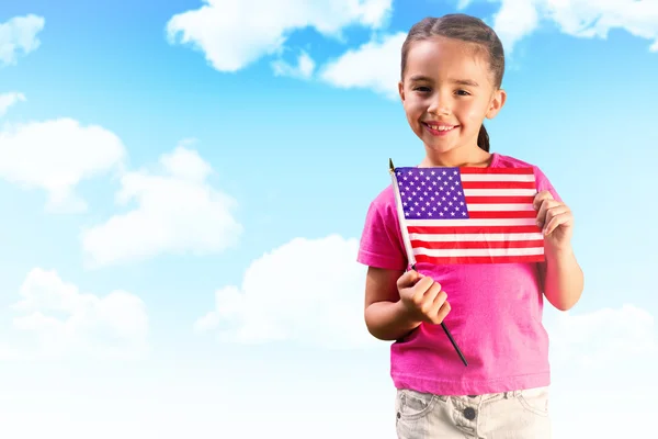 Chica con bandera americana — Foto de Stock