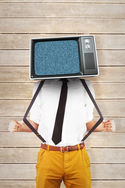 Businessman with tv instead head — Stock Photo, Image