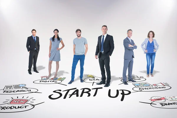 Team di lavoro contro lo scarabocchio start-up — Foto Stock