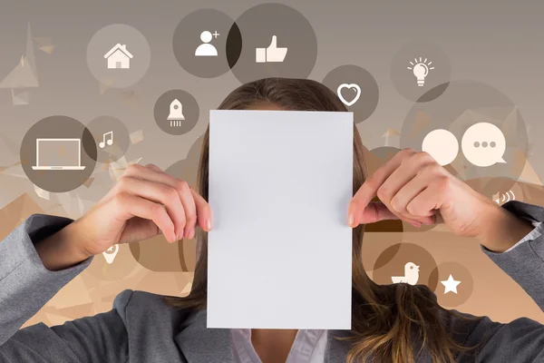 Businesswoman showing card — Stock Photo, Image