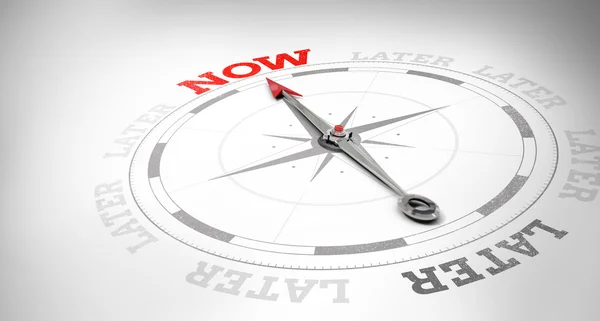 Compass against now and later — Stock Photo, Image