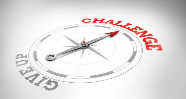 Compass against challenge or give up — Stock Photo, Image