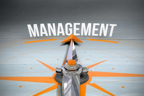 Slovo management a kompas — Stock fotografie