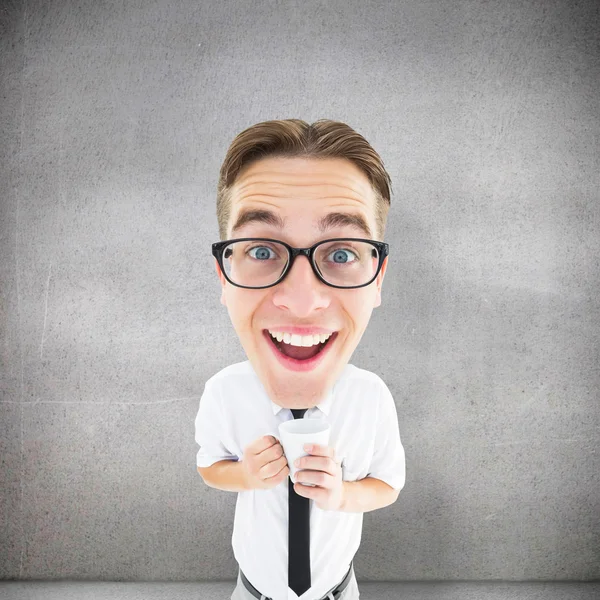 Geeky businessman with mug — Stock Photo, Image