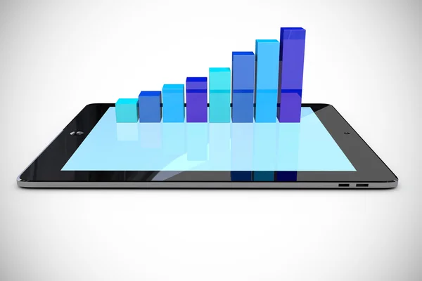 Tablet pc with blue graph — Stock Photo, Image