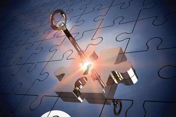 Belangrijkste ontsluiten jigsaw — Stockfoto