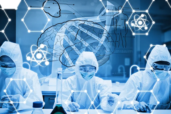 Chemists working in protective suit — Stock Photo, Image