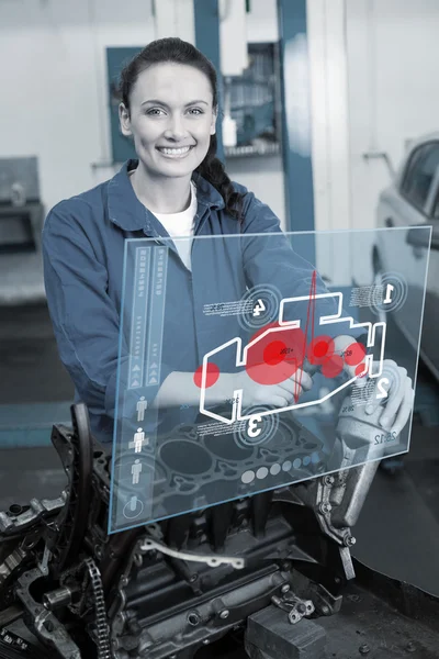 Mechanic fixing engine — Stock Photo, Image