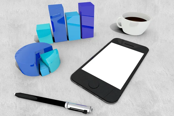 Smartphone mit blauen Diagrammen — Stockfoto