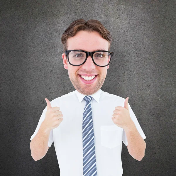 Geeky businessman with thumbs up — Stock Photo, Image