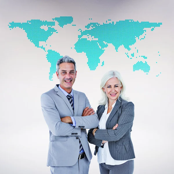 Businesswoman and man with arms crossed — Stock Photo, Image
