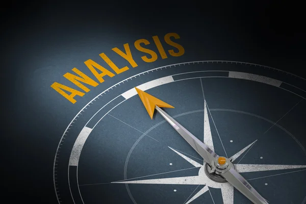 Ordet analys och kompass — Stockfoto