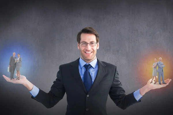 Man carrying people on hands — Stock Photo, Image