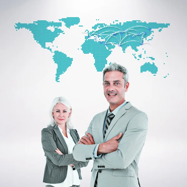 Businesswoman and man with arms crossed — Stock Photo, Image