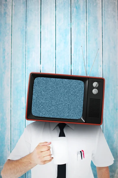 Businessman with tv instead head — Stock Photo, Image