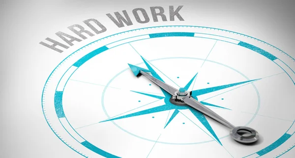 Word hard work against compass — Stock Photo, Image