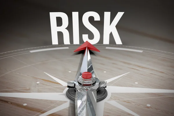Word risk and compass — Stock Photo, Image