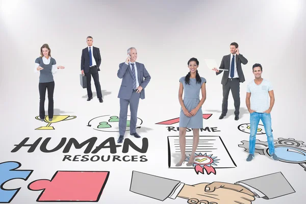 Equipo empresarial contra los recursos humanos doodle —  Fotos de Stock