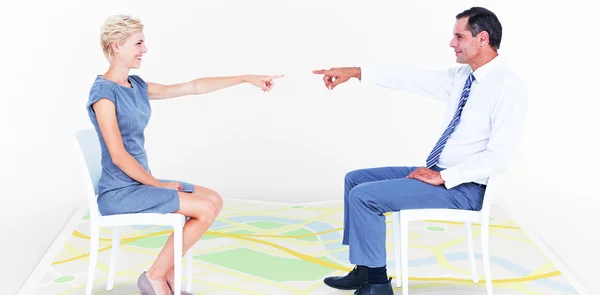 Business people pointing at each other — Stock Photo, Image