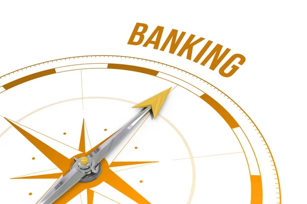 Word banking against compass — Stock Photo, Image