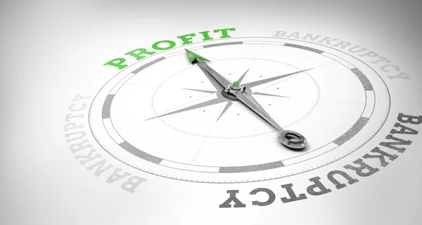 Compass against profit or bankruptcy — Stock Photo, Image