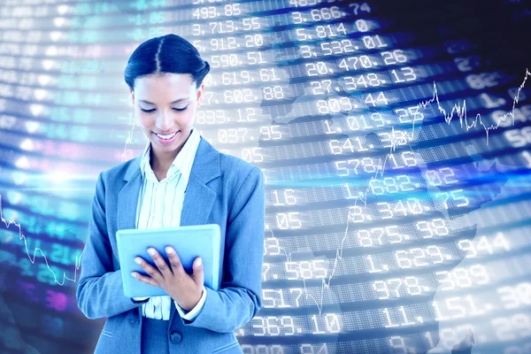 Businesswoman using a tablet with colleagues — Stock Photo, Image