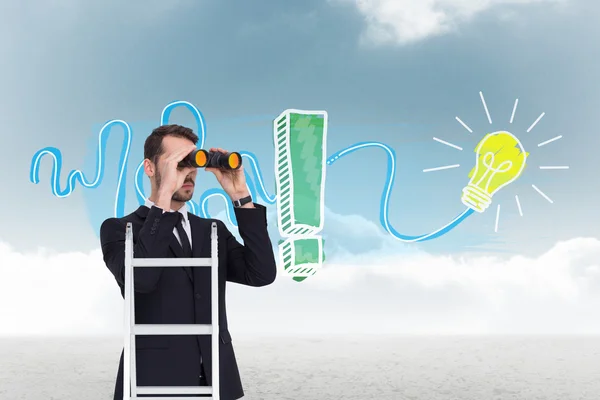 Businessman looking on a ladder — Stock Photo, Image