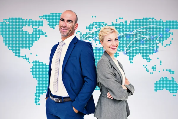 Smiling business people back-to-back — Stock Photo, Image