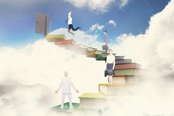 Ondernemers op boek trappen — Stockfoto