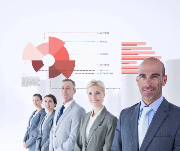 Business colleagues against business interface — Stock Photo, Image