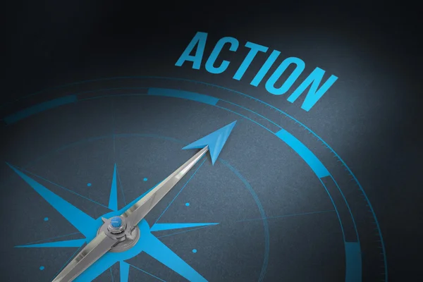 Word action and compass — Stock Photo, Image