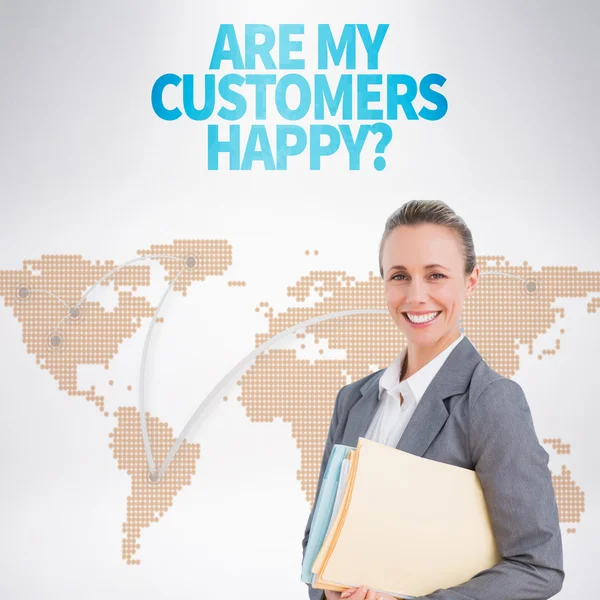 Samengestelde afbeelding van Glimlachende zakenvrouw — Stockfoto