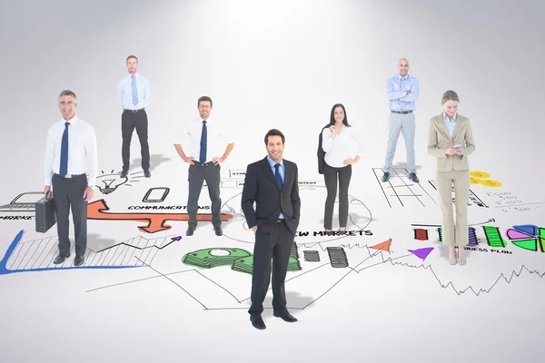 Business team against brainstorm graphic — Stock Photo, Image