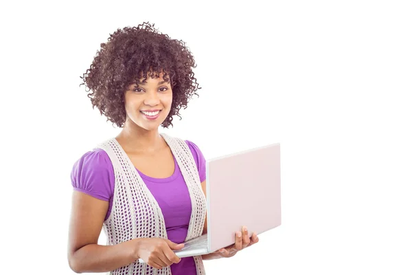 Student holding laptop — Stock Photo, Image